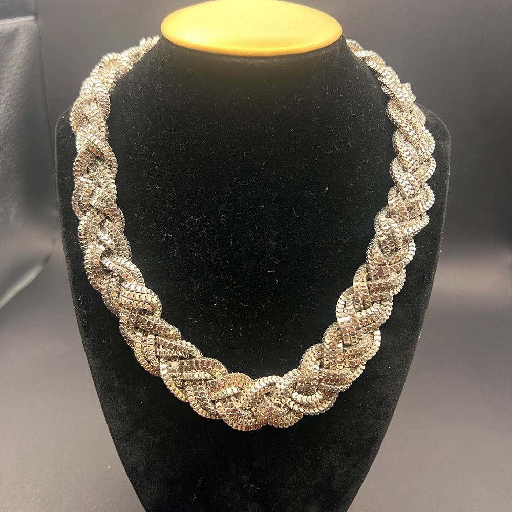 ✨ Statement Silver Braided Necklace ✨ - Picture 4 of 5